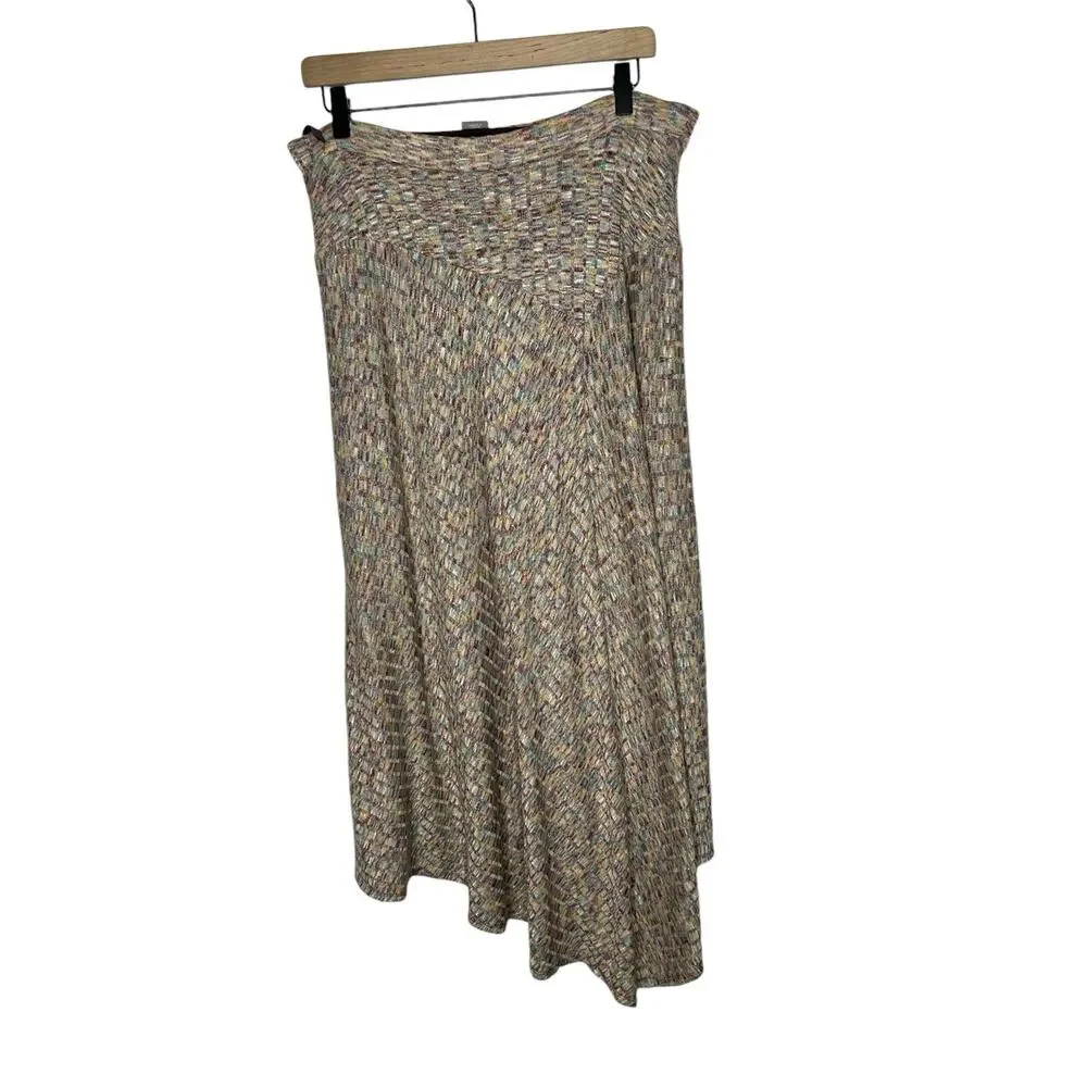 VANESSA VIRGINIA MULTICOLOR MIDI STRETCH COMFORT ASYMMETRIC SKIRT SIZE M